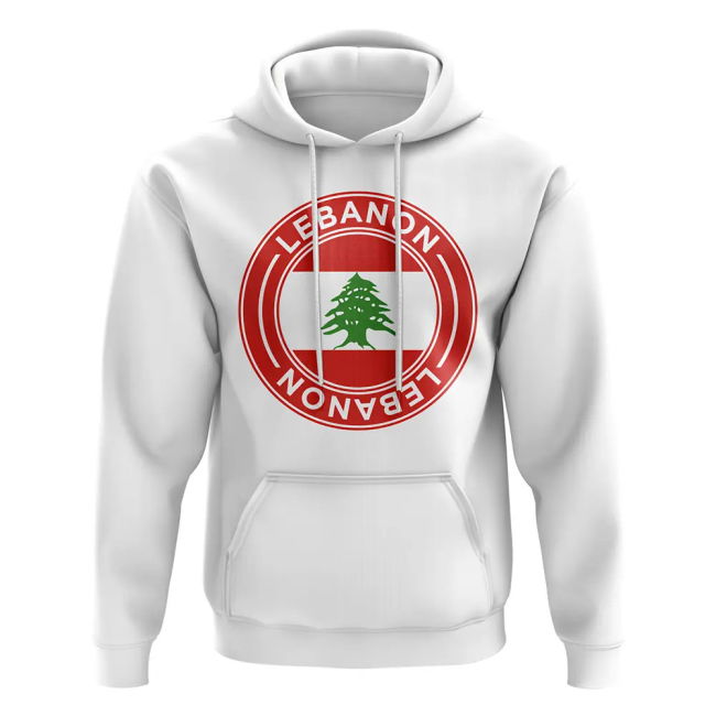 Pro-Grade Lebanon Football Badge Hoodie (White) Limited-Edition