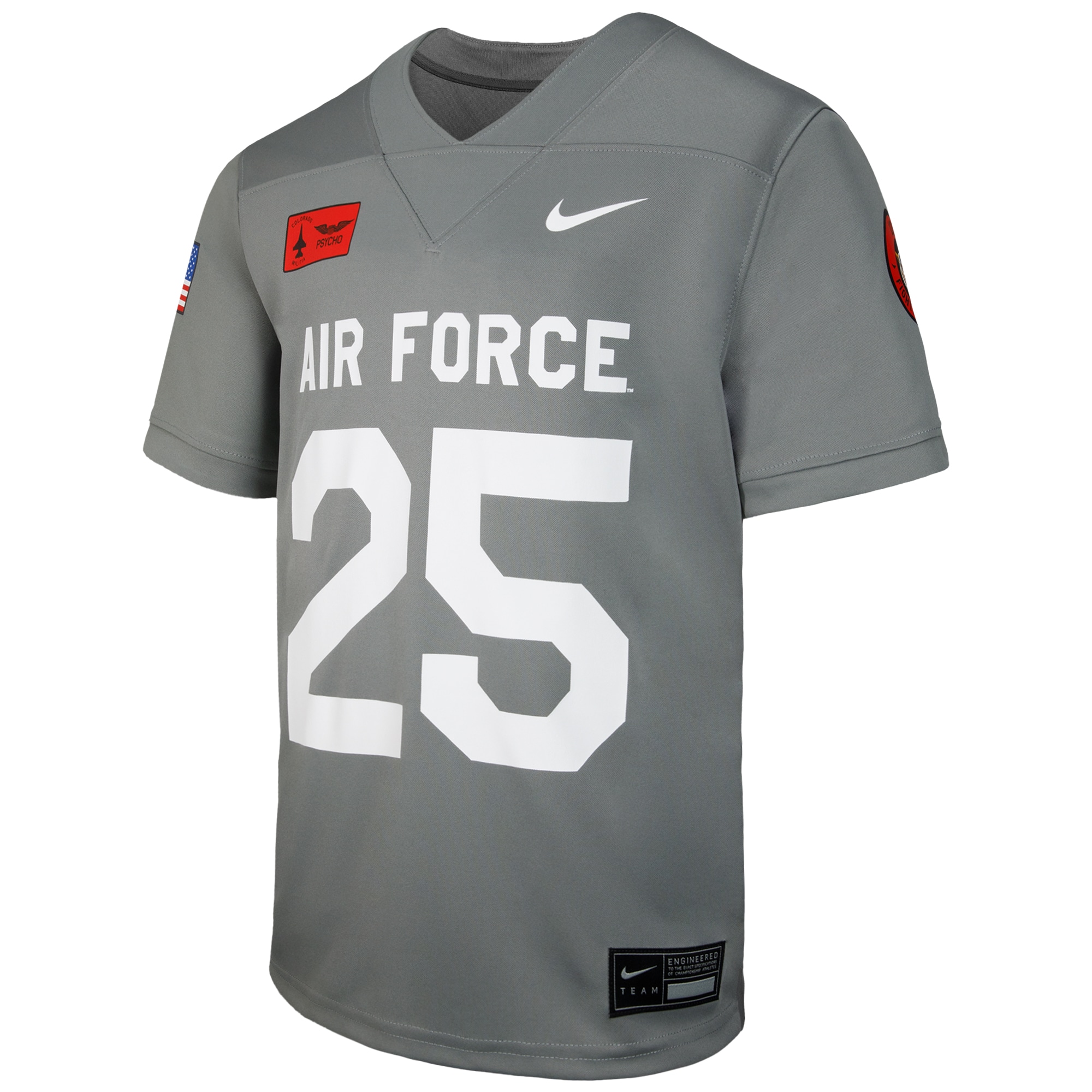 #25 Air Force Falcons Youth APLS Fighting Falcon Collection Football Game Jersey?�C Gray