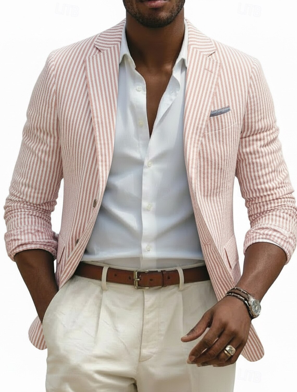 Men's Tuxedos Linen Suits Beach Wedding Light Khaki Sky Blue Summer