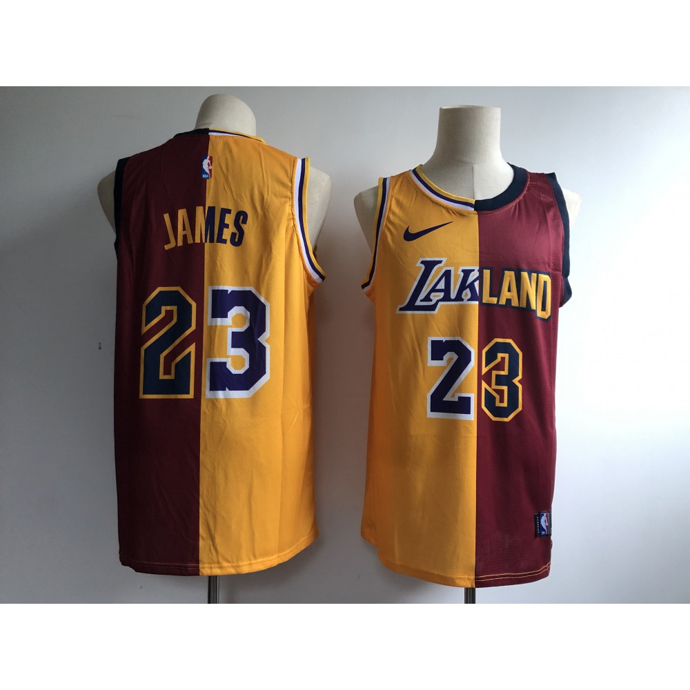 Men's Los Angeles Lakers #23 Lebron James Gold/Wine Fashion Swingman Stitched NBA Jersey