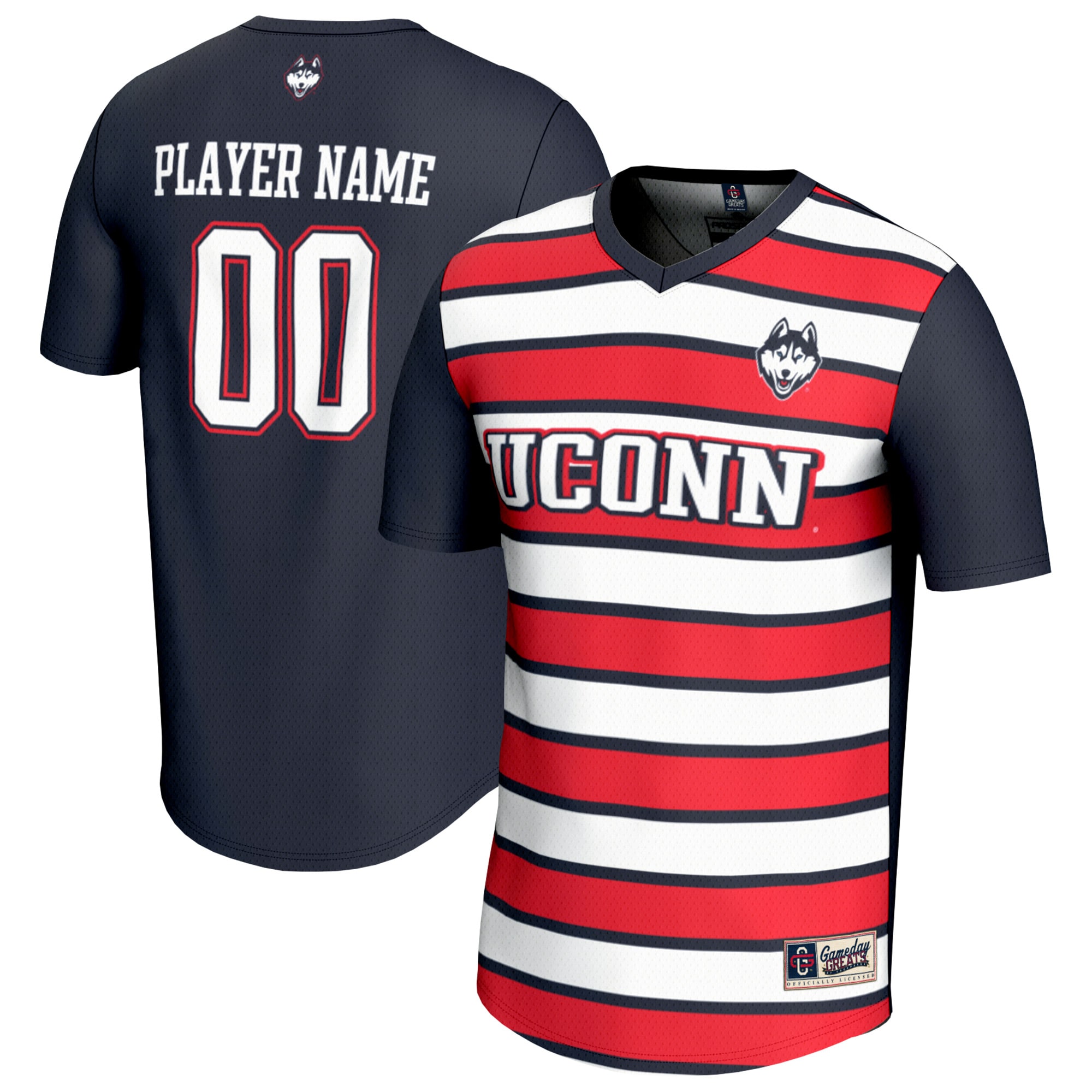 [LK] UConn Huskies GameDay Greats Unisex NIL Pick-A-Player Collegiate Women's Soccer Lightweight Fashion Jersey - Navy/Orange