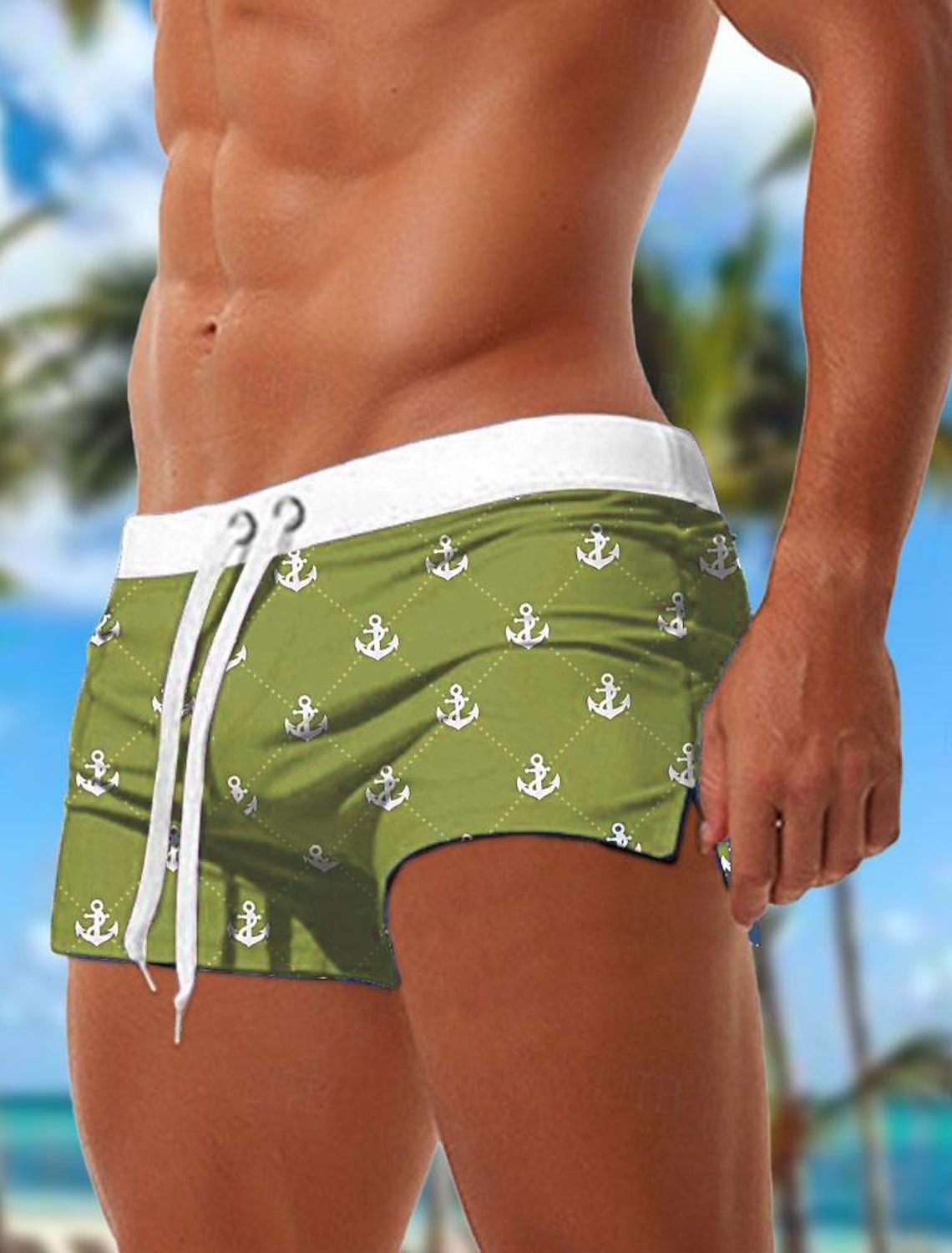 Men's Anchor Swim Trunks Swim Shorts Board Shorts Mid Waist Fashion Designer Beach Surfing Holiday Drawstring Pocket Elastic Waist Designer Clothing Apparel