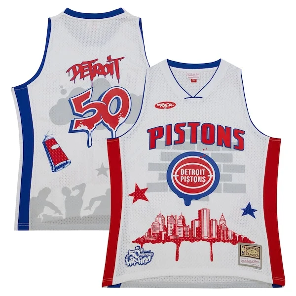 Detroit Pistons DET Jersey - stylish high-quality - White game-day