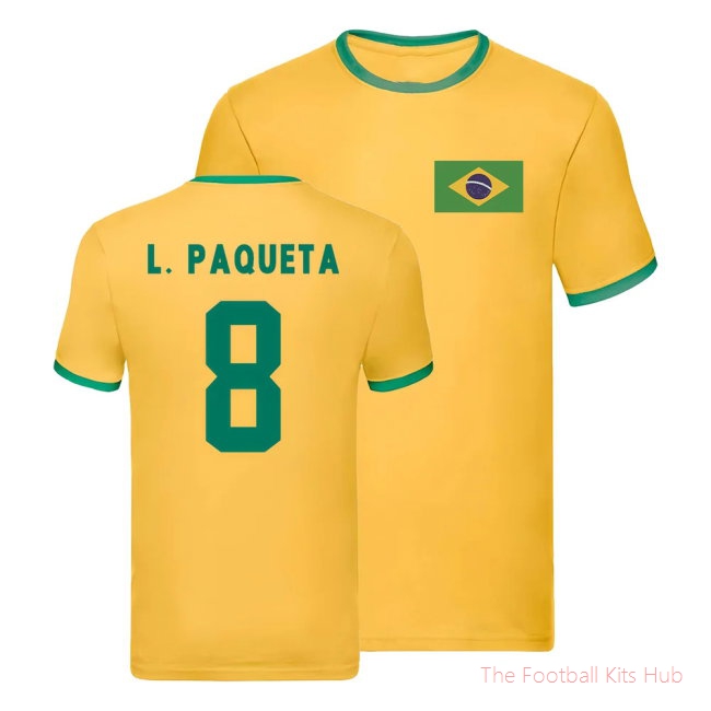 Brazil Ringer T-Shirt (Lucas Paqueta 8)