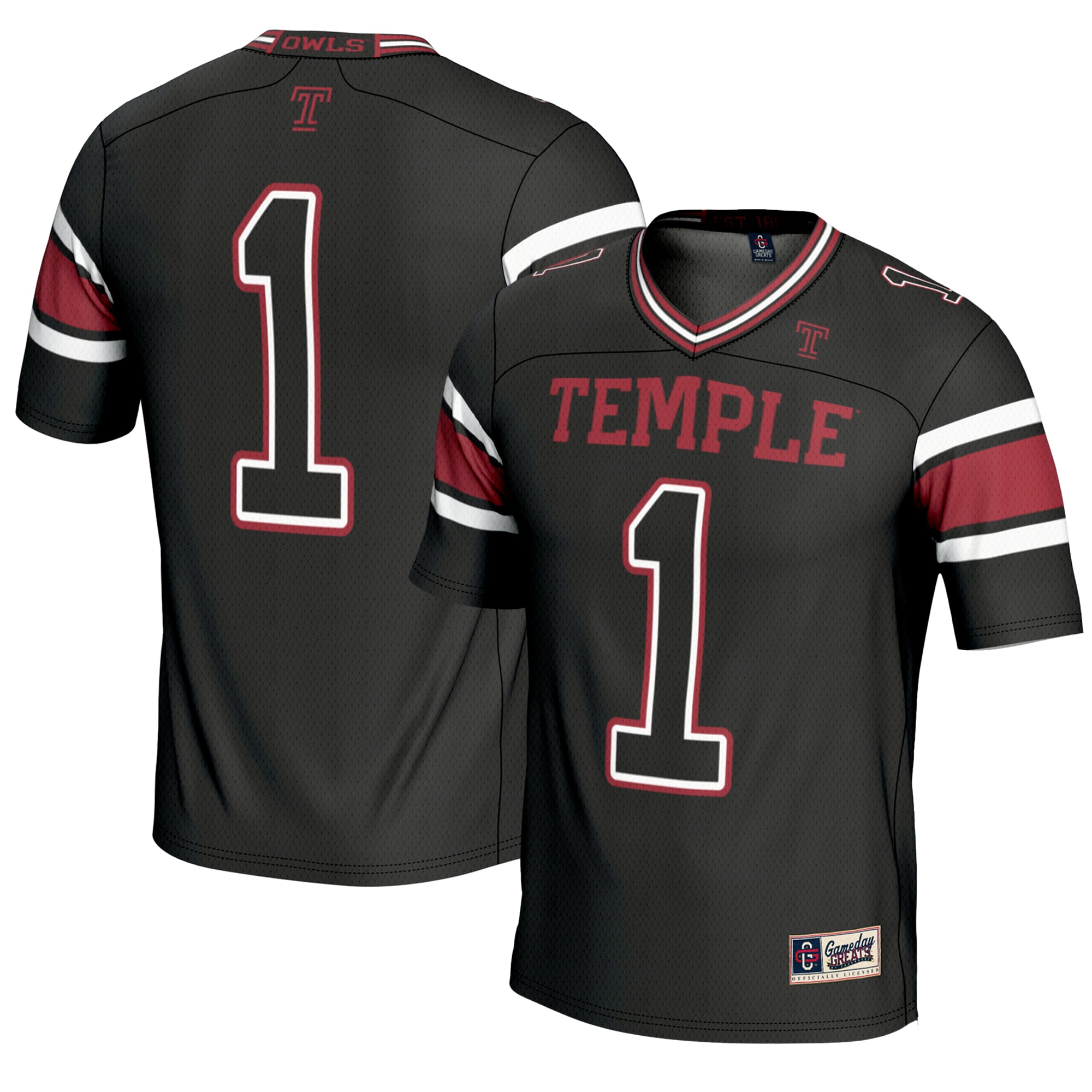 Temple Owls #1 Football Jersey - Black | Stadium Series 26/27 Season