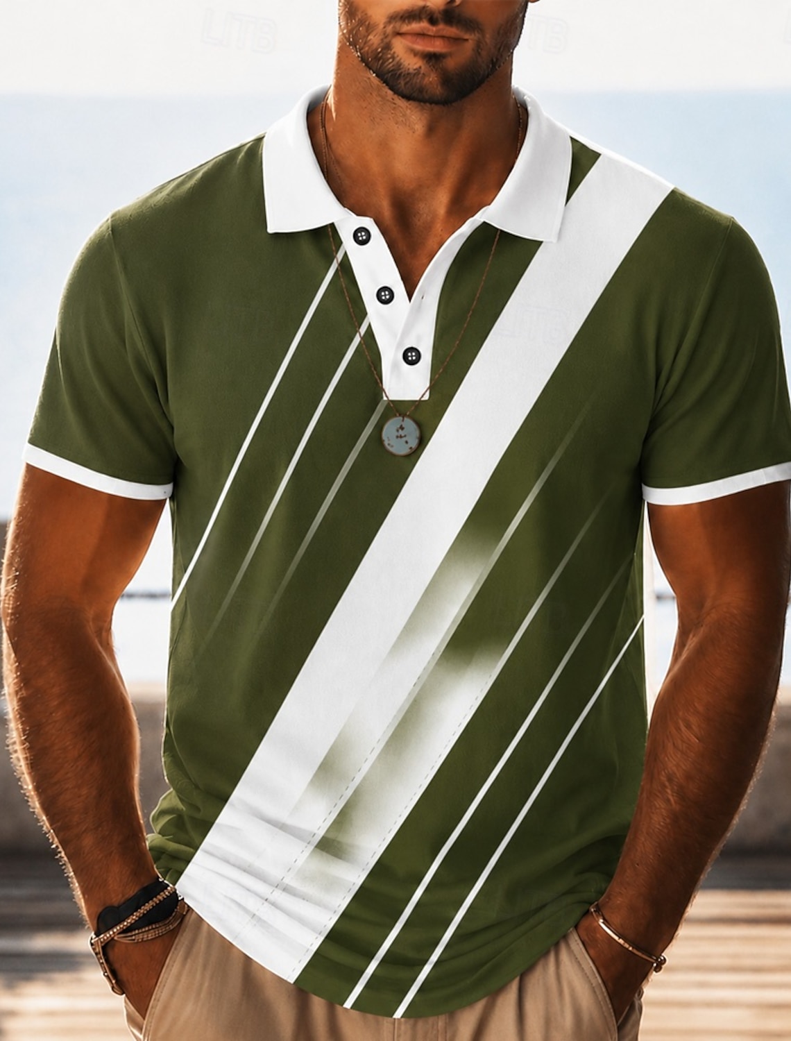 4th of July 2026 250th Men's American US Flag Guitar Polo Shirts Short Sleeve Polo Shirts Collared Shirts Casual Athleisure Festival Wear 3D Print Buttons Breathable Mesh Summer Spring Blue White