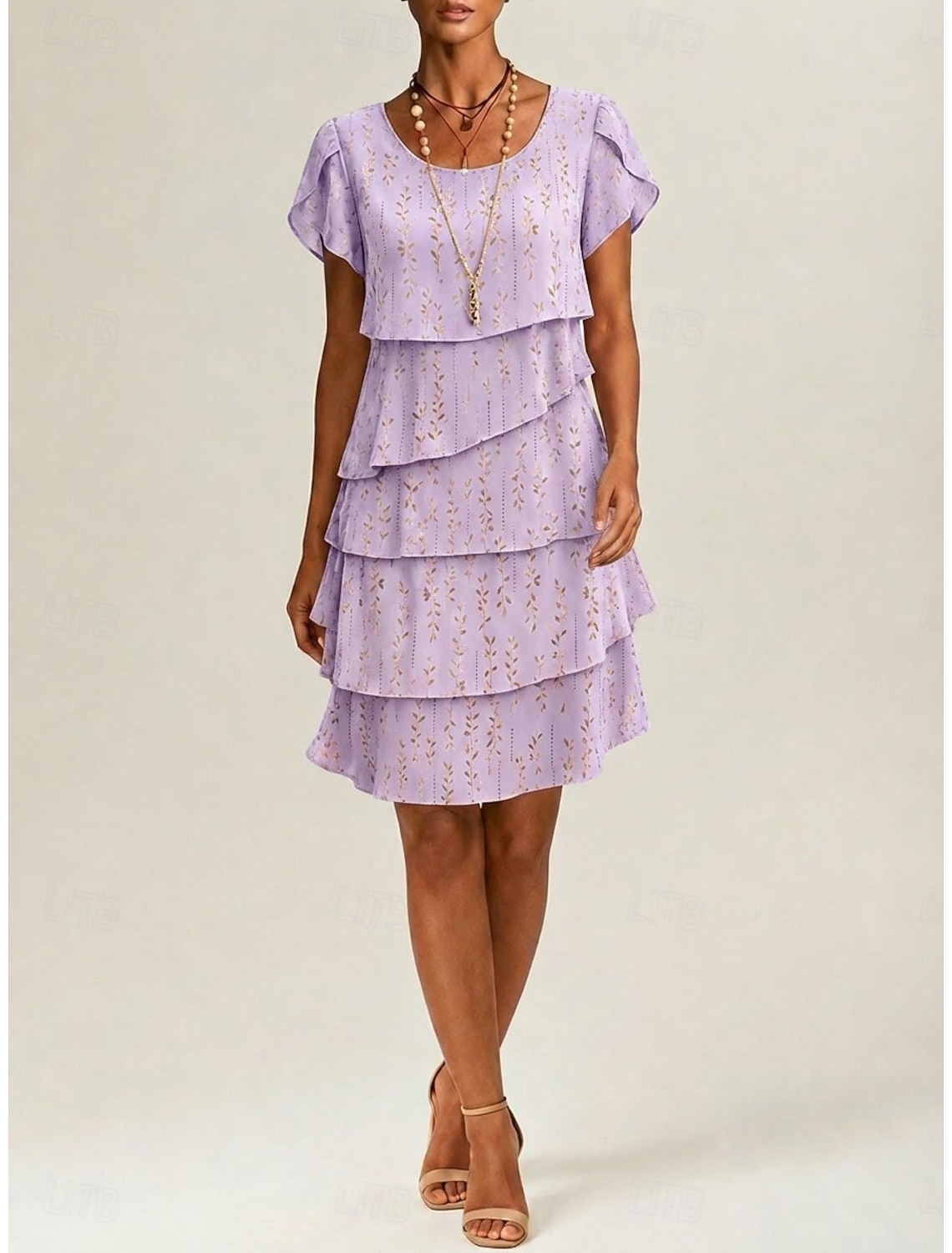 Women's Knee Length Dress Chiffon Dress Floral Dress Elegant Fashion Modern Vacation Party Weekend Regular Fit Floral Short Sleeve Crew Neck Blue Yellow Pink Purple Summer Spring