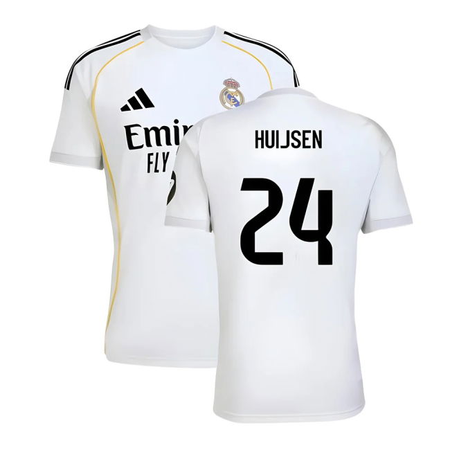 2025-2026 Real Madrid Home Shirt (Huijsen 24) - Match Day Ready - C...