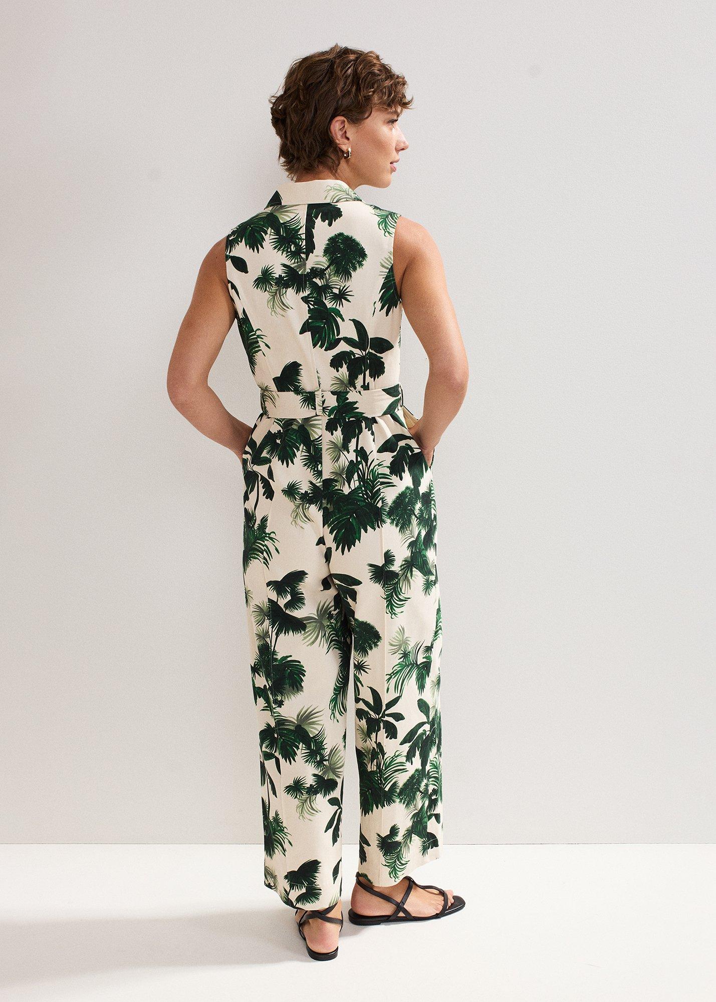 Tullisa Denim Palm Jumpsuit