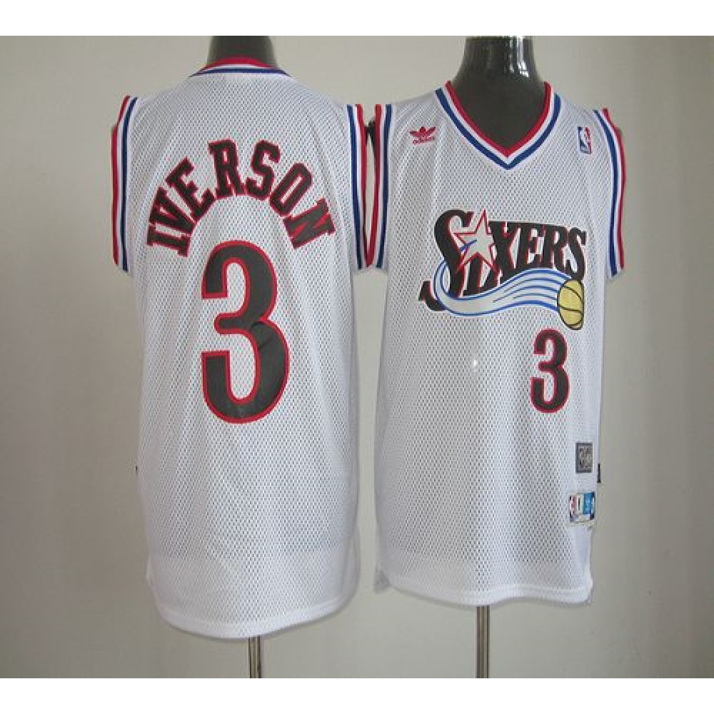 Performance Vintage Men's Sixers #3 Allen White Basketball Jersey