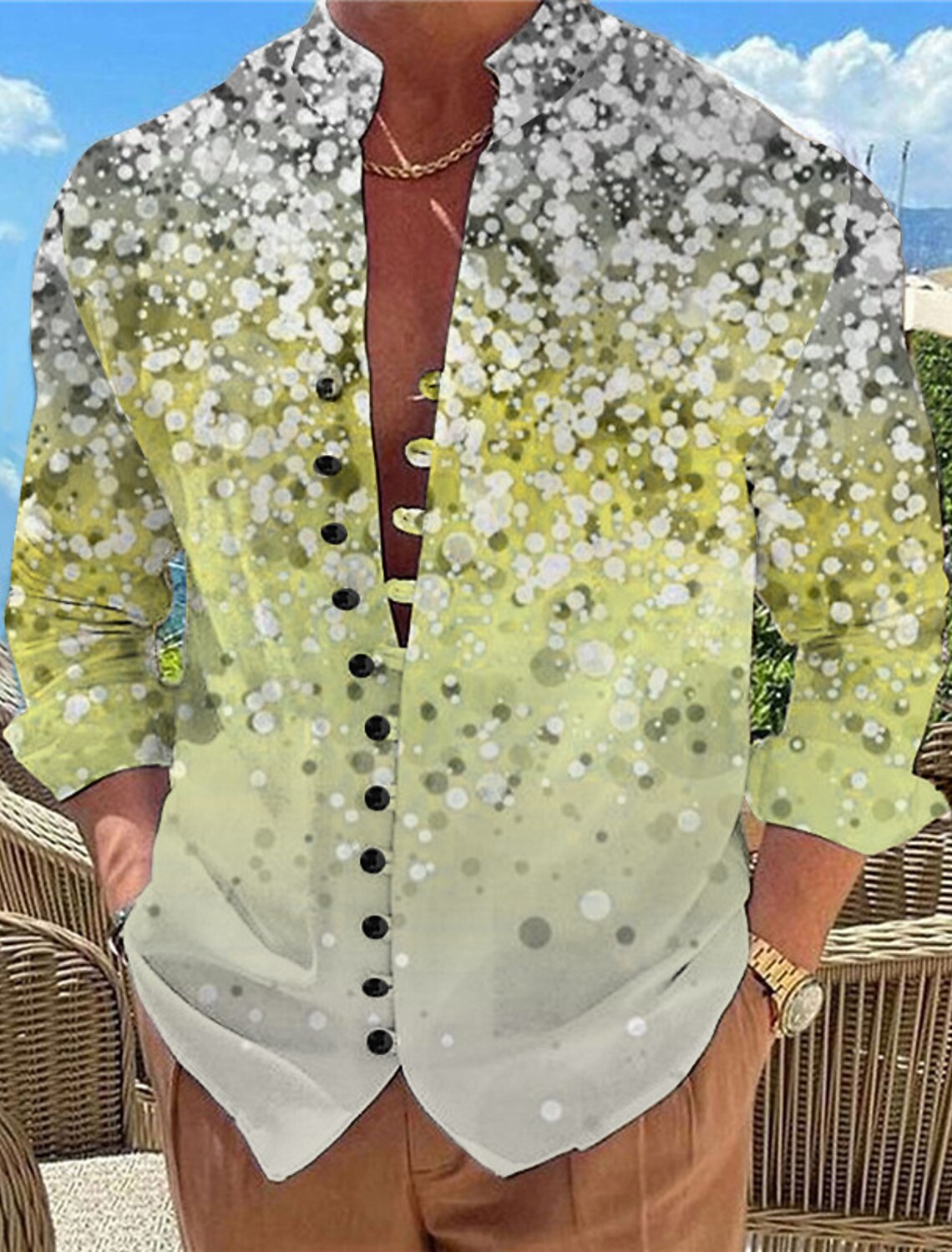 Men's Color Gradient Shirt Button Up Long Sleeve Casual Daily Wear