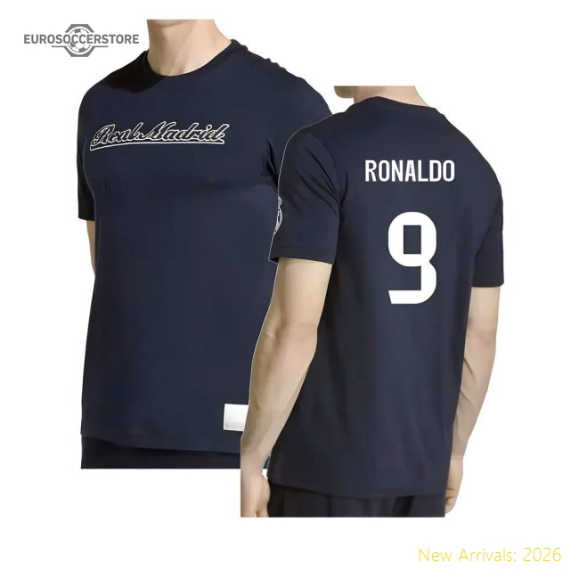 2025-2026 Madrid Real Madrid Us Tee (Navy) (Ronaldo 9) For Men And Women