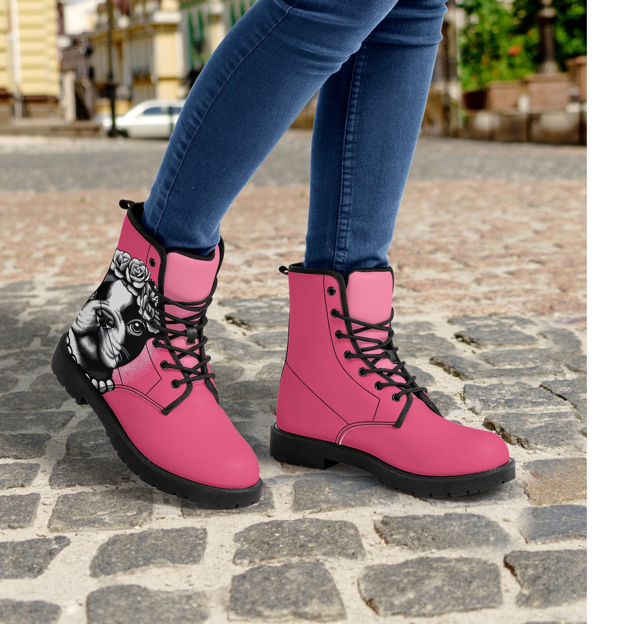 French Bulldog Paisley Leather Boots Frenchie Pet Item