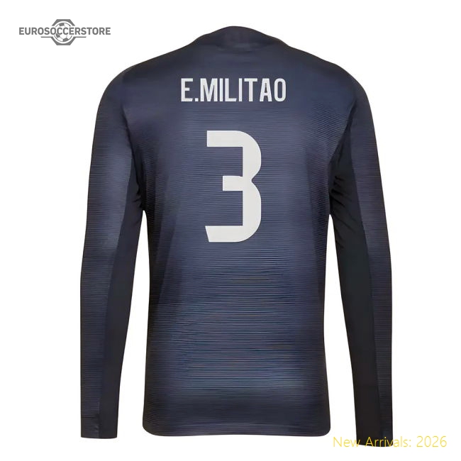 Performance 2025-2026 Real Madrid Authentic Long Sleeve Away Shirt (E.Militao