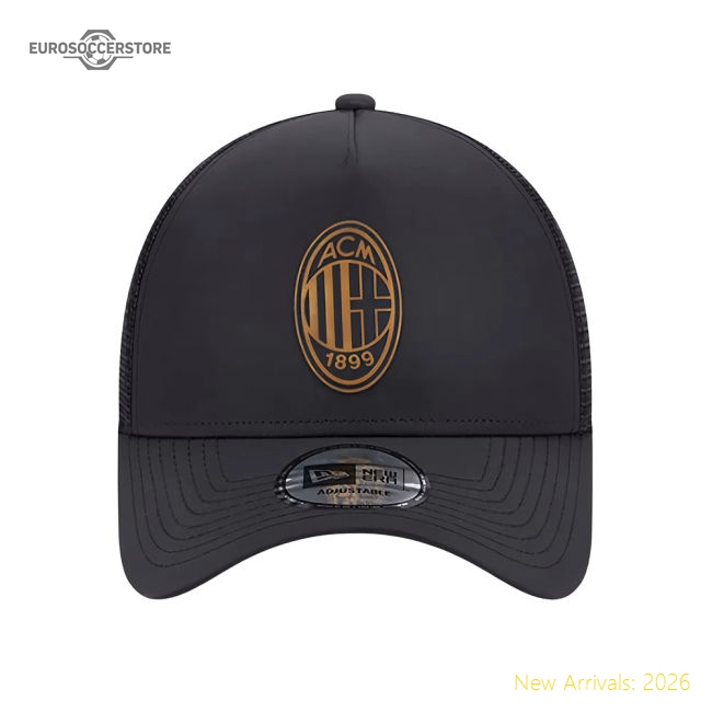 Authentic 2023-2024 Ac Milan Black + Gold A Frame Trucker Cap