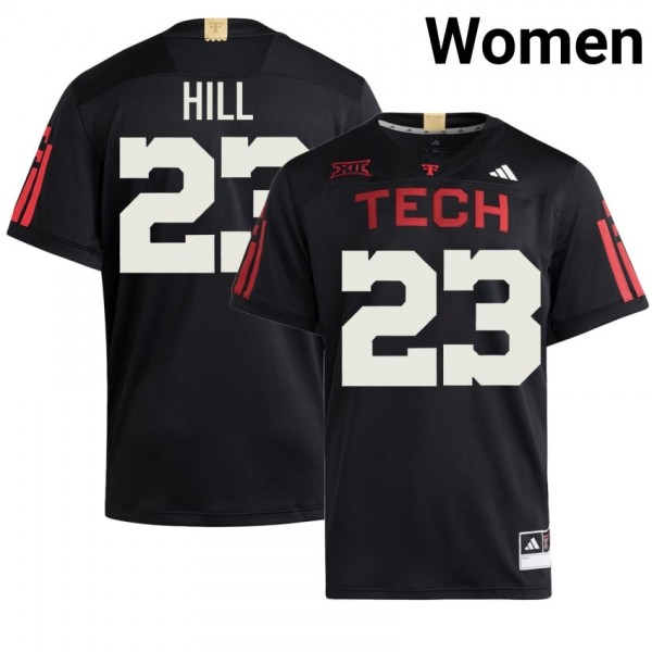 Texas Tech Red Raiders #23 Adam Hill Women Stitch Jerseys - Black