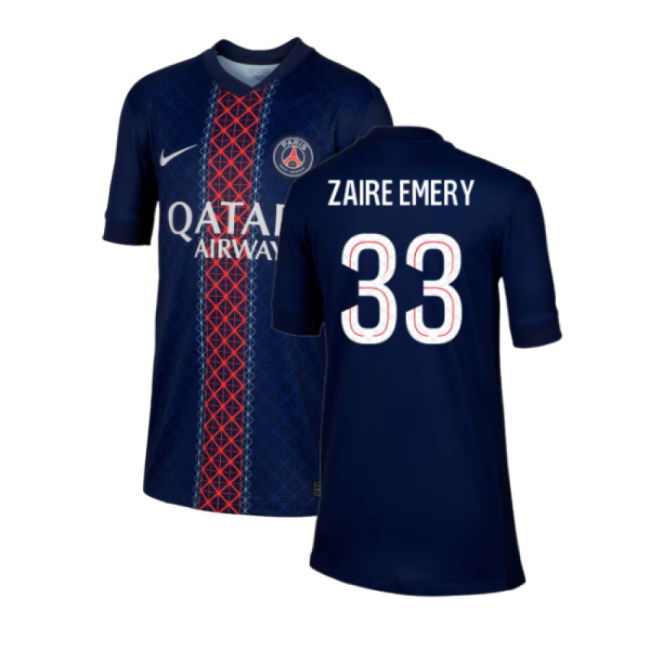 2025-2026 PSG Paris Saint Germain Home Shirt (Kids) (Zaire Emery 33)