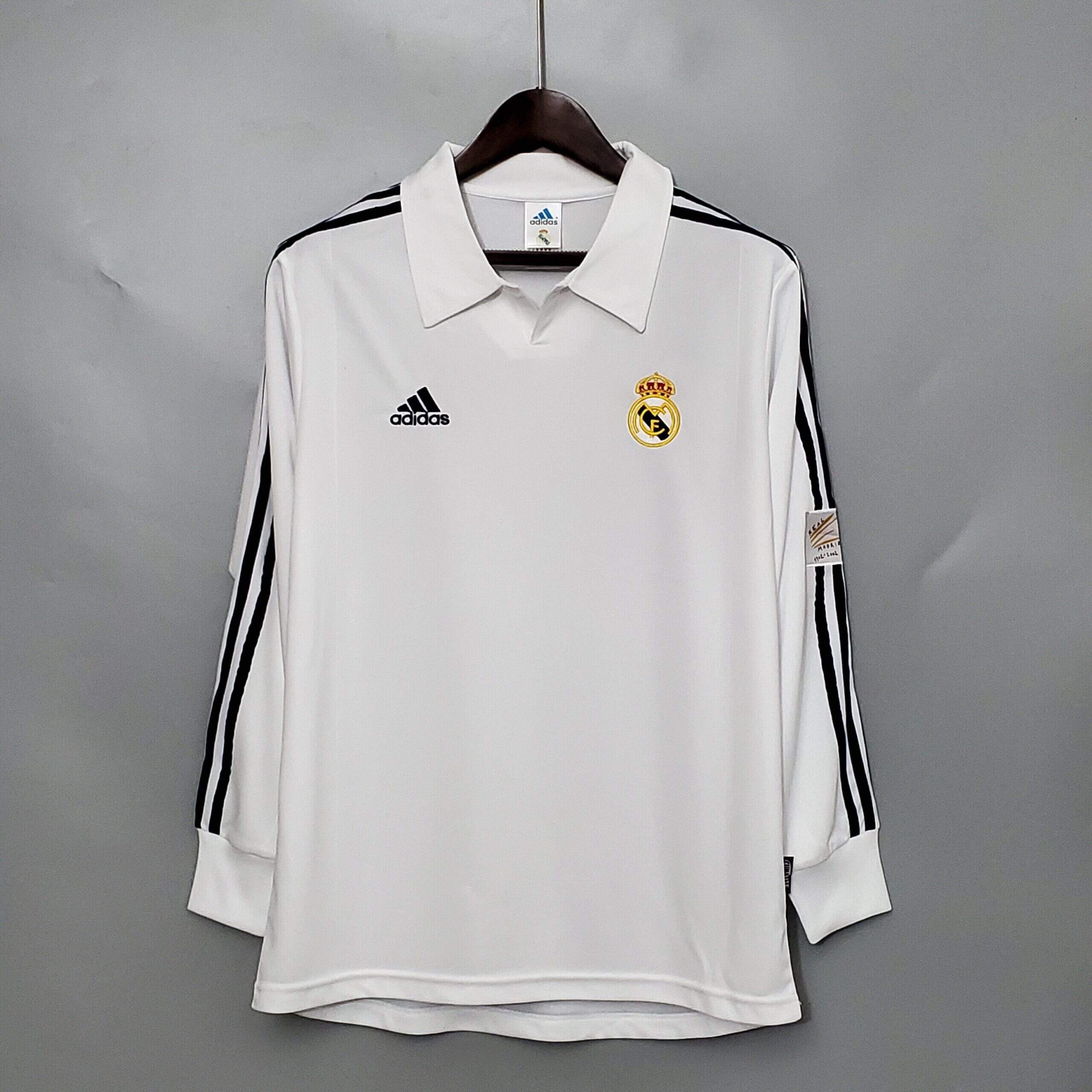 Cheap 2001-2002 Real Madrid home retro kit Long Sleeves