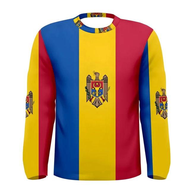 Moldova Flag Long Sleeve Sublimated Sports Jersey Premium