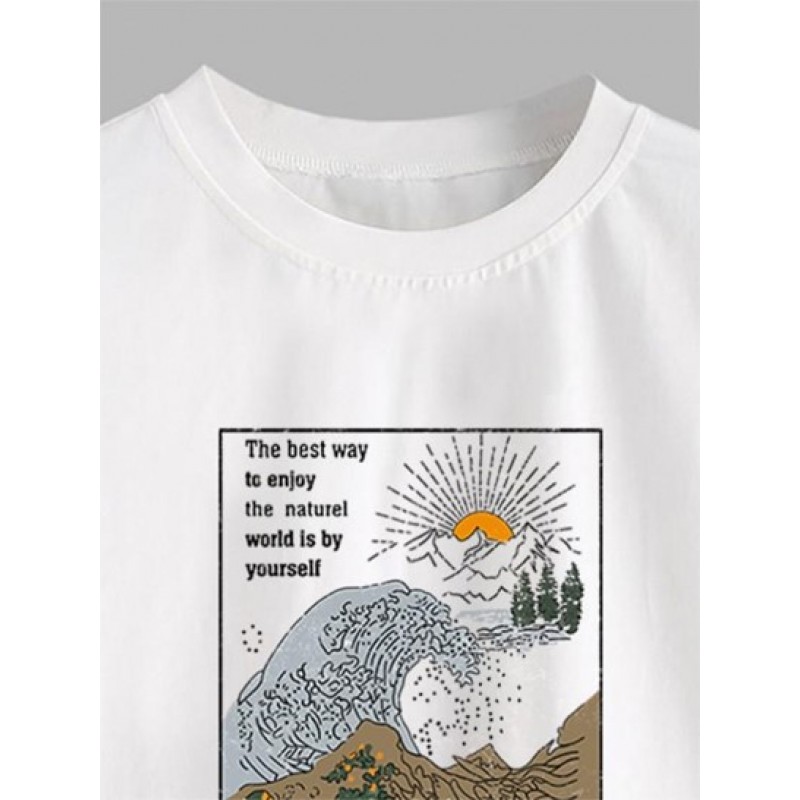 Sea Waves Graphic Cropped Tee RE9726