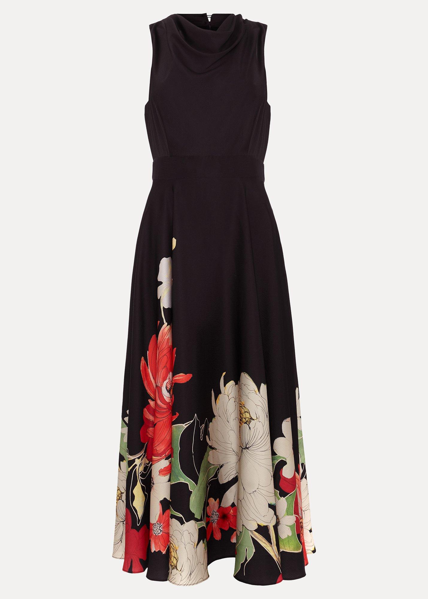 Petite Cheryl Satin Printed Midi Dress