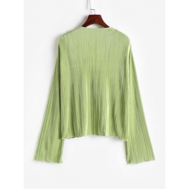 Plisse Pleated Tie Front Top WL9588