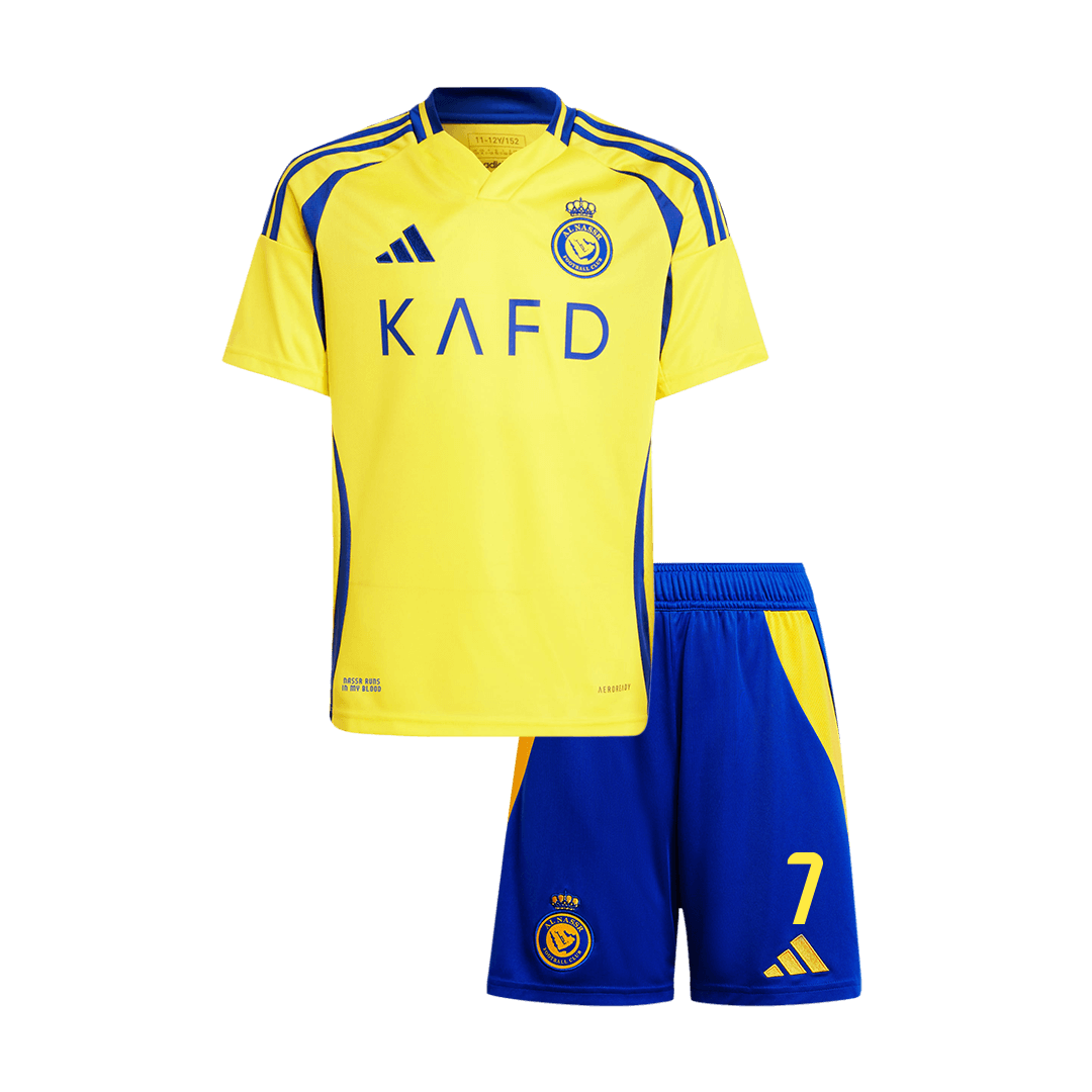 Kid's RONALDO #7 Al Nassr Home Soccer Jersey Kit(Jersey+Shorts) 2024/2
