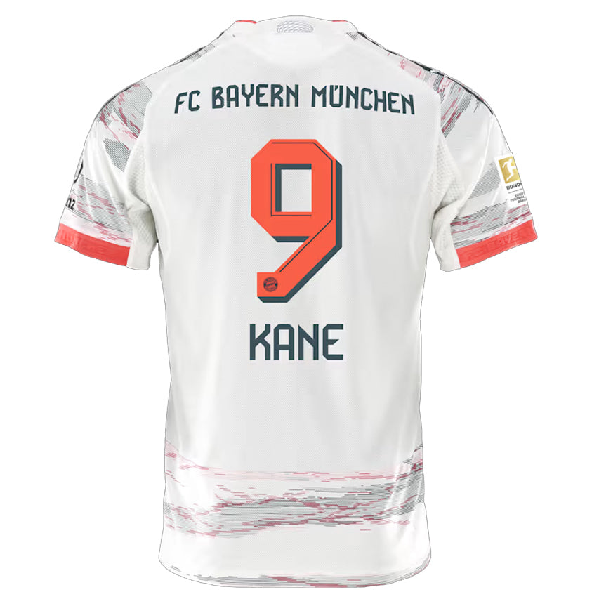Harry Kane Bayern Munich Authentic Away Jersey 25/26 Sponsor Meister Bundesliga White Red