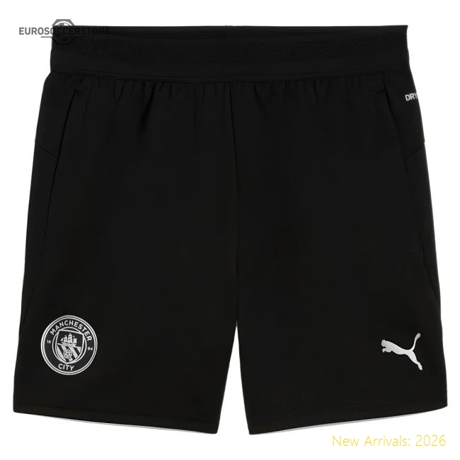 Official 2025-2026 Man City Training Shorts W/pockets (black) - Kids