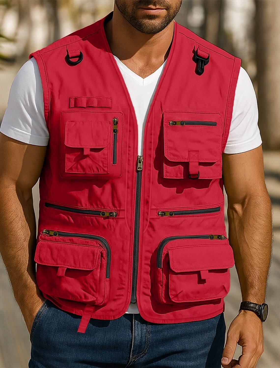 Men's Outdoor Vest Tactical Jacket Sports Casual Fishing Camping &