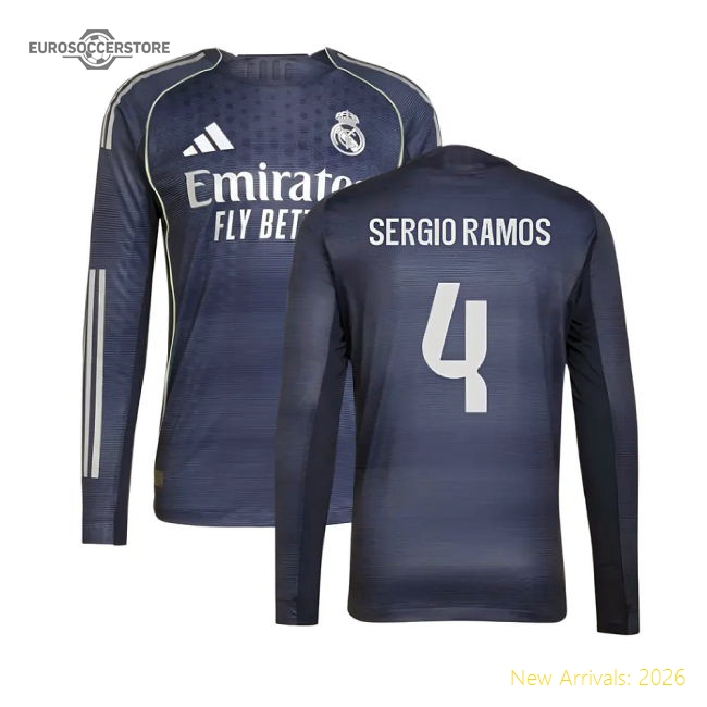 Top-Quality 2025-2026 Real Madrid Long Sleeve Away Shirt (Sergio Ramos