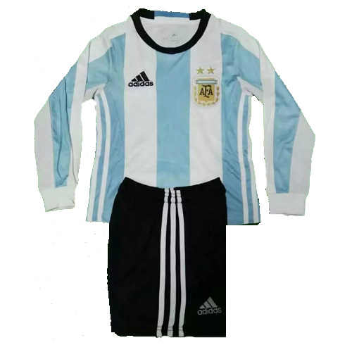 Elite Series Kids Argentina LS Home 2016 Soccer KitShirtShorts