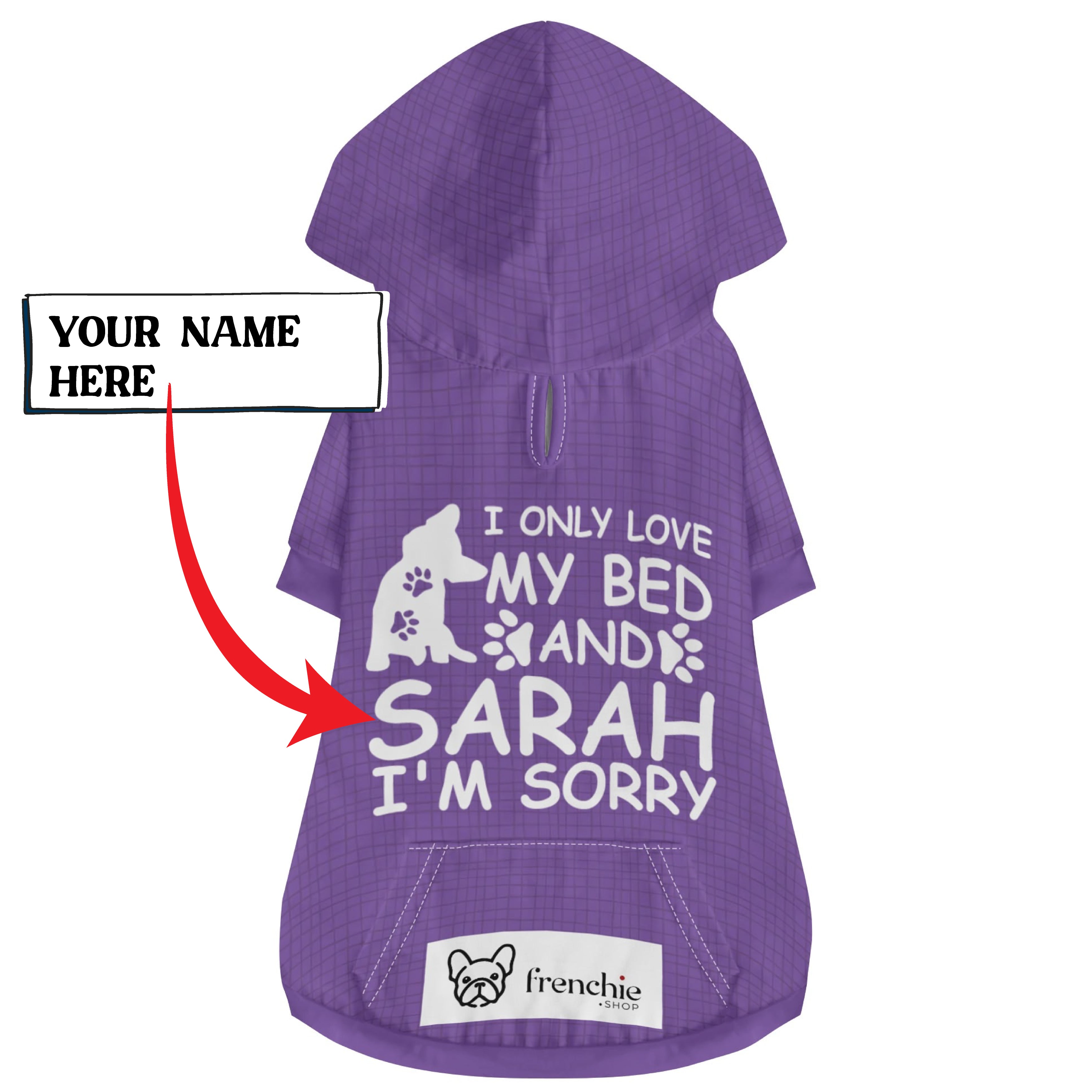 Custom Hoodies for French Bulldogs with the Owner's Name | Frenchie Shop Original