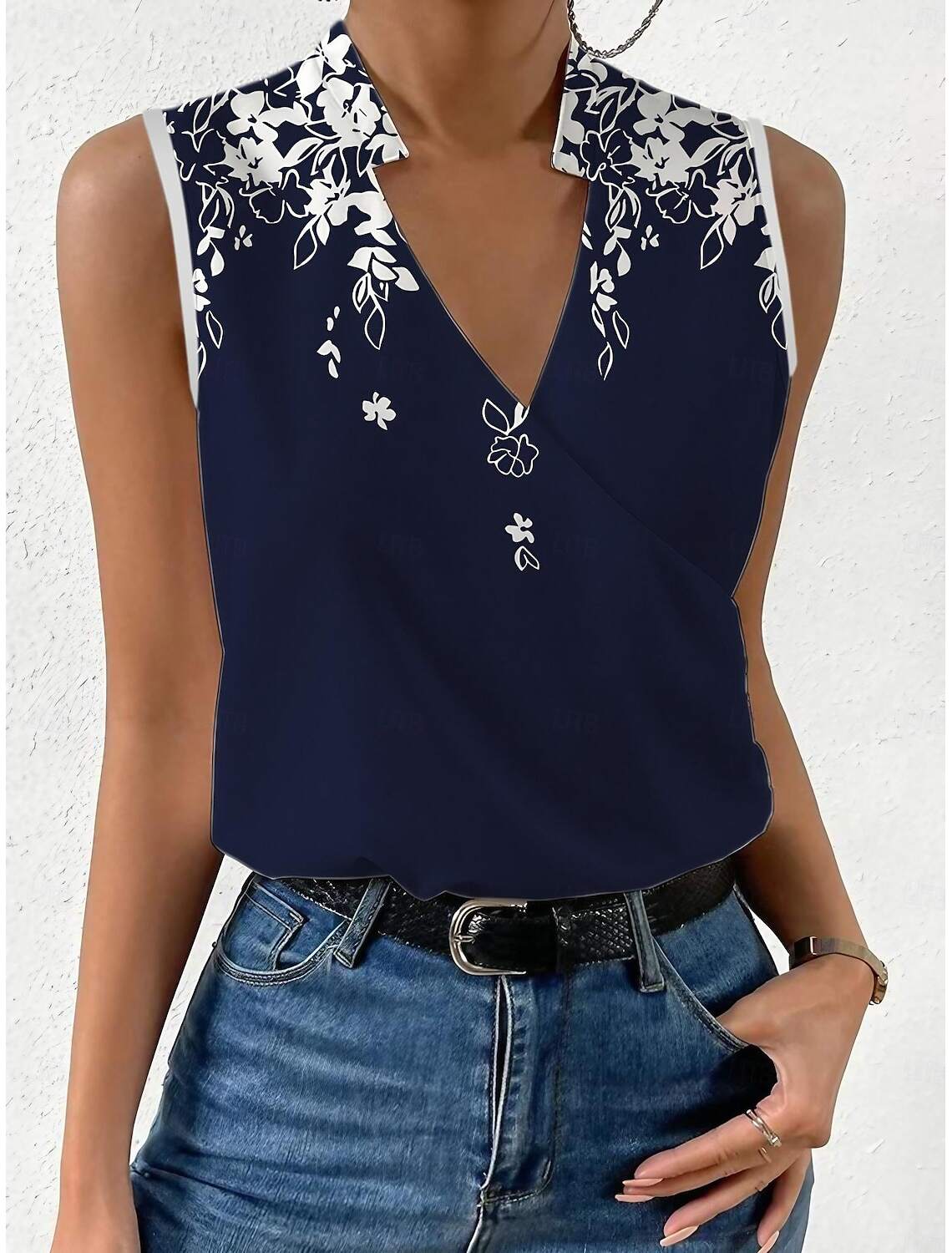 Women's Tank Top Basic Floral Print Sleeveless Regular Tops V Neck Casual Holiday