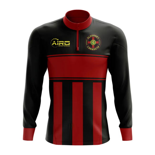 Match Alderney Concept Football Half Zip Midlayer Top (Black-Red)