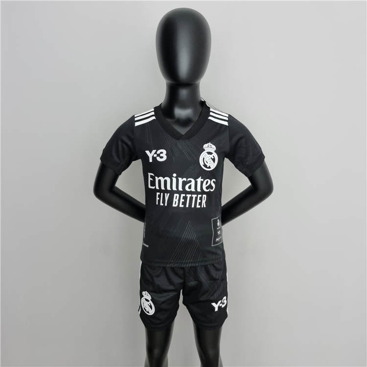 KidsYouth Real Madrid X Y3 2223 Black Soccer Football KitShirtShort -