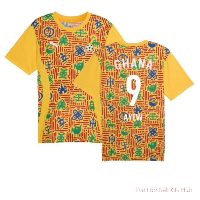 2024-2025 Ghana Pre-Match SS Jersey (Yellow) (Ayew 9)