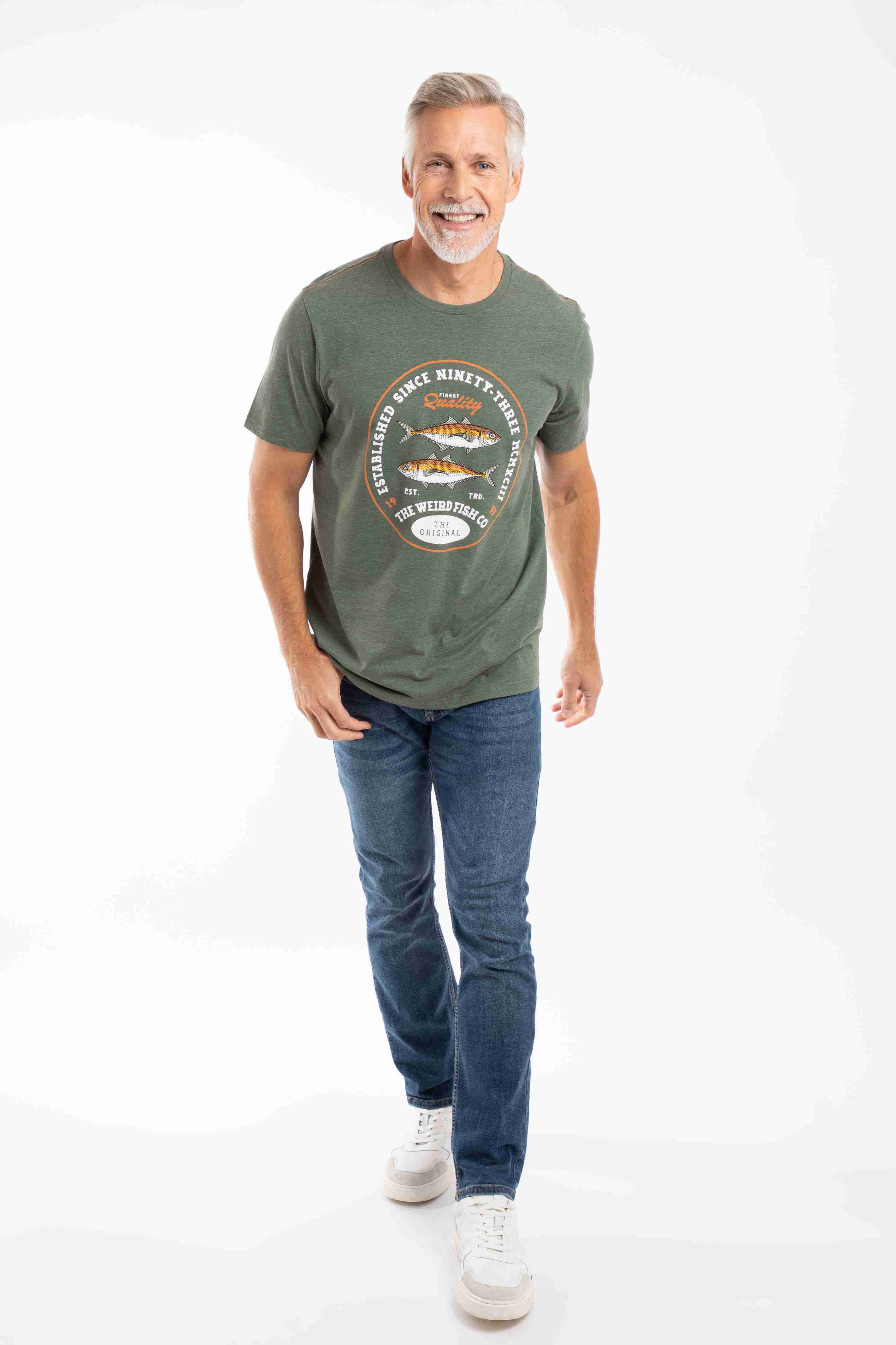 Fish Stamp Front Print Graphic T-Shirt Basil