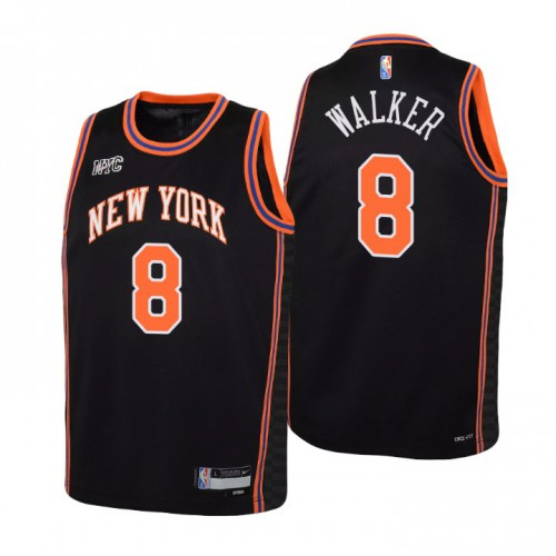 New York New York Knicks #8 Kemba Walker Youth Nike Black 2021/22 Swingman Jersey ¨C City Edition Youth