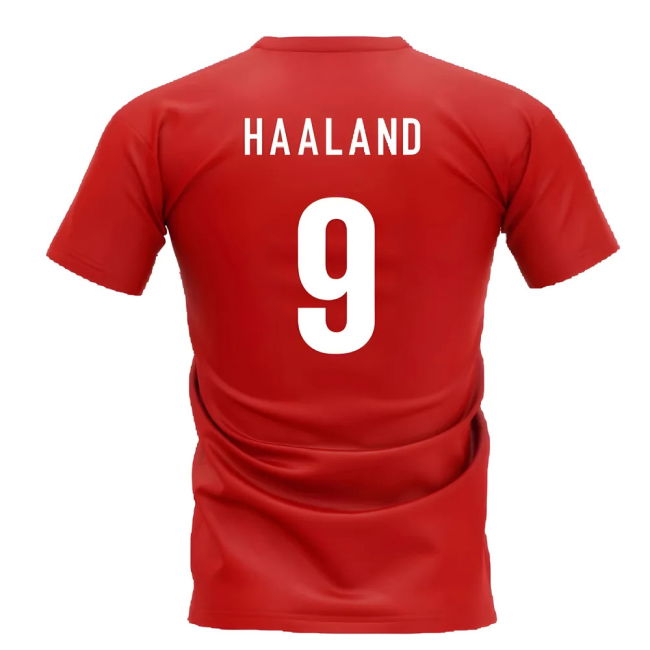 Norway Team T-Shirt - Red (Haaland 9) Authentic Quality