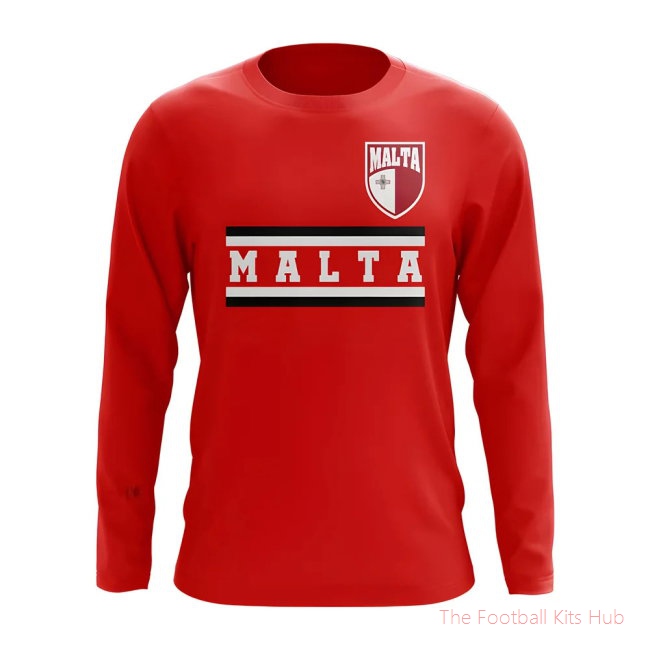 Malta Core Football Country Long Sleeve T-Shirt (Red)