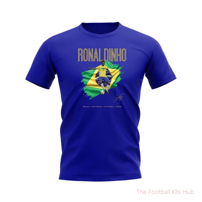 Ronaldinho Brazil Image T-Shirt (Blue)