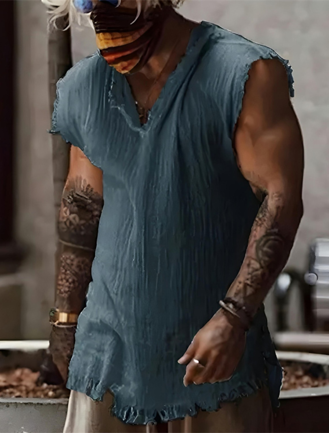 Men's Shirt Linen Viking Style Summer Beach Wear Plain Vacation