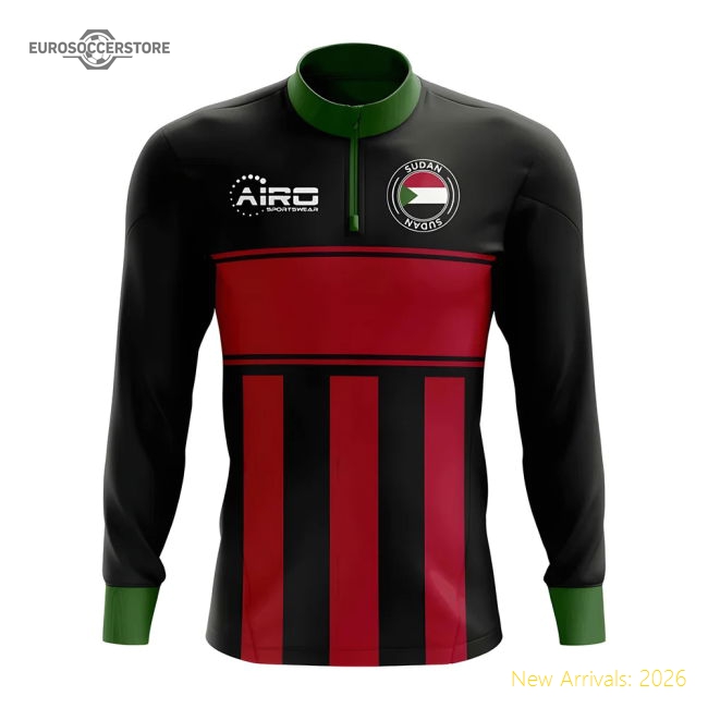 Sudan Concept Football Half Zip Midlayer Top (black-red) - Affordable
