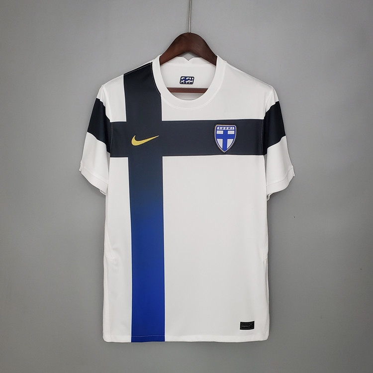 Breathable Finland Euro 2020 Home White Football Shirt Soccer Jersey