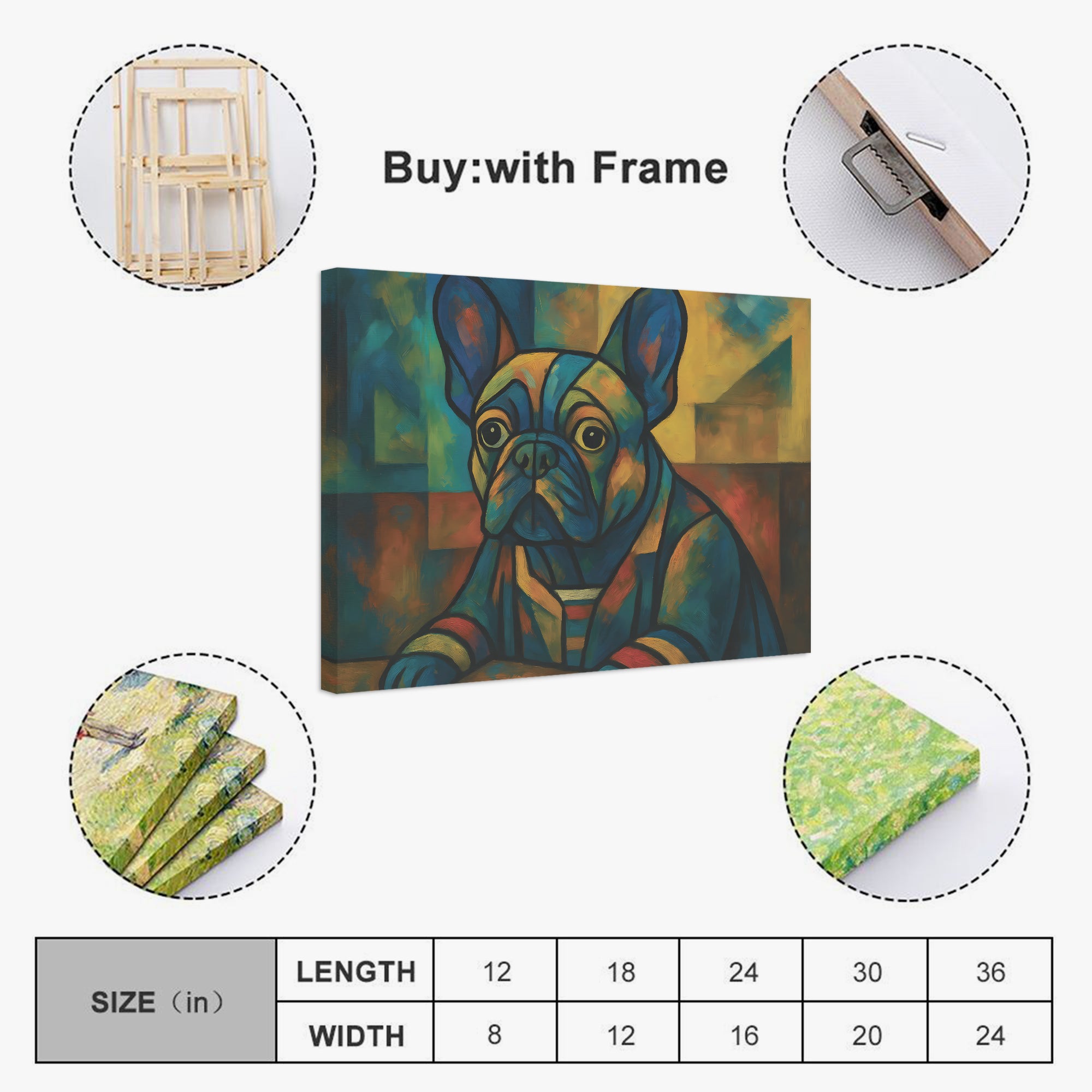 - Casual Adorable Frenchie Canvas Wall Art Indoor Comfort | Comfy Fit