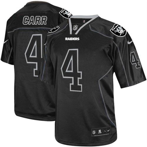 Official NFL Oakland Raiders #4 Derek Carr Black Lights Out Jersey