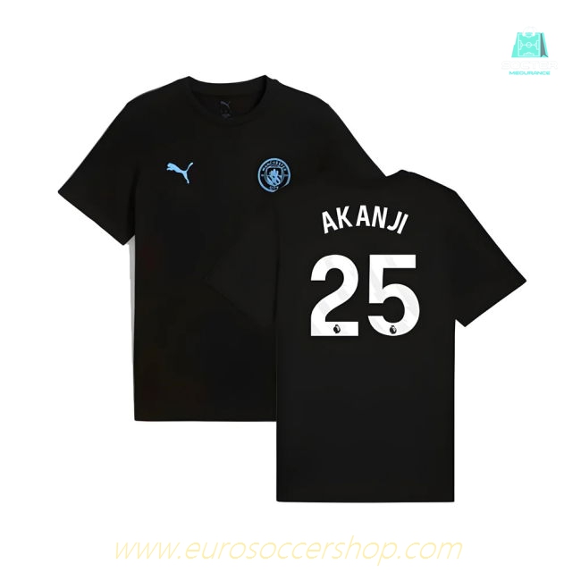 2025-2026 Man City FtblESS Tee (Black) (Akanji 25)