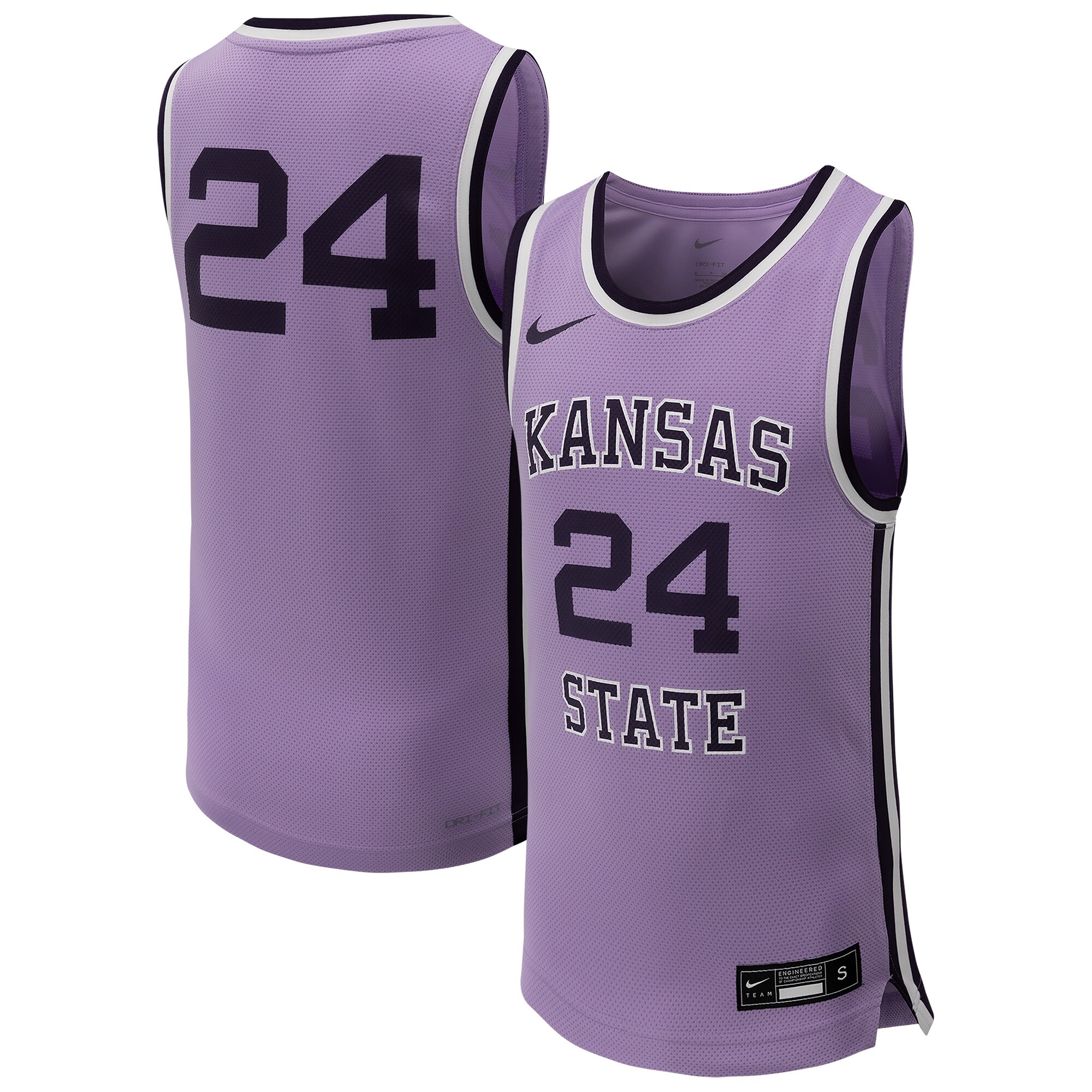 [DDG] Kansas State Wildcats Youth Replica Basketball Jersey - Lavender