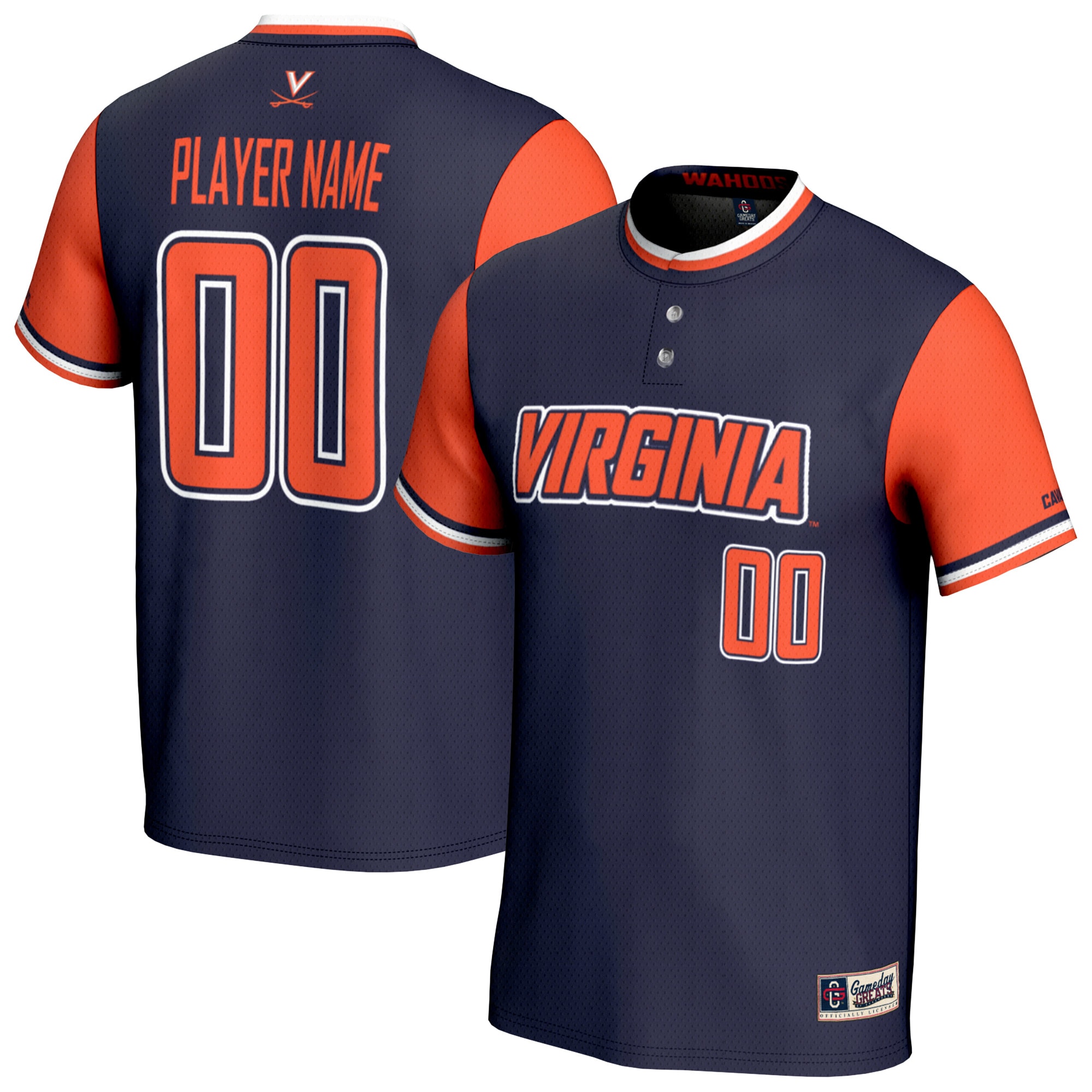 [NJP] Women's Virginia Cavaliers GameDay Greats NIL Pick-A-Player Lightweight Collegiate Softball Fashion Jersey - Navy